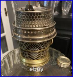 1936 Aladdin B-104 Corinthian Clear/Black Oil Lamp WithNu-Type B Burner & Chimney