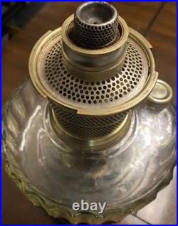 1936 Aladdin B-104 Corinthian Clear/Black Oil Lamp WithNu-Type B Burner & Chimney