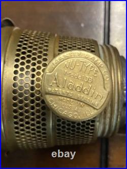 1936 Aladdin B-104 Corinthian Clear/Black Oil Lamp WithNu-Type B Burner & Chimney