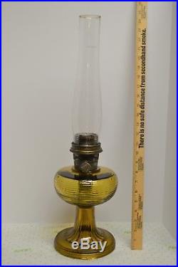 1937-1938 ALADDIN AMBER BEEHIVE B-82L Lamp NuType B Burner Flm Spreader Chimney
