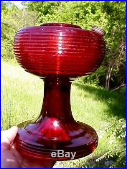 1937-1938 Vintage Aladdin Beehive Style Lamp Base B83 in RICH RUBY RED GLASS