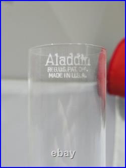 1937 Aladdin B-90 Diamond Quilt Lamp Moonstone & Black Base with Lox-On Chimney