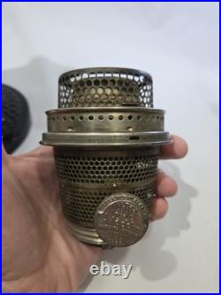 1937 Aladdin B-90 Diamond Quilt Lamp Moonstone & Black Base with Lox-On Chimney