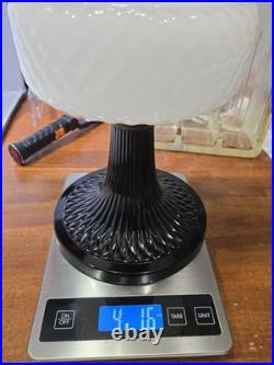 1937 Aladdin B-90 Diamond Quilt Lamp Moonstone & Black Base with Lox-On Chimney