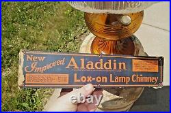 1937 Aladdin BEEHIVE Amber Glass Oil Kerosene Lamp With 501-9 Drape Glass Shade