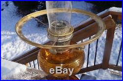 1937 Aladdin Beehive Amber Oil Kerosene Lamp With Glass Shade