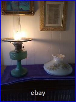 1937 Aladdin Kerosene Lamp Jade Green With Extra Mantle. Works great no chips or