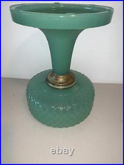 1937 Green Jade Moonstone Aladdin B-86 Diamond Quilt Kerosene Oil Lamp Near Mint