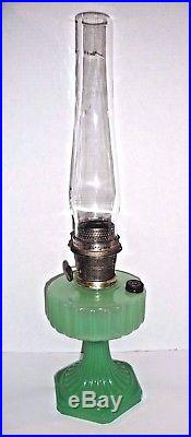 1937 Model B Aladdin Kerosene Lamp in Moonstone Apple Jadite Green Corinthian