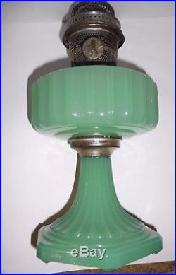 1937 Model B Aladdin Kerosene Lamp in Moonstone Apple Jadite Green Corinthian