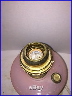 1938 Aladdin Queen Pink Kerosene Lamp withMetal Base