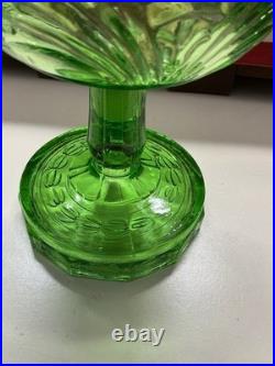 1939 Aladdin Green Uranium Glass Smooth Stem Washington Drape Oil Lamp B Burnr