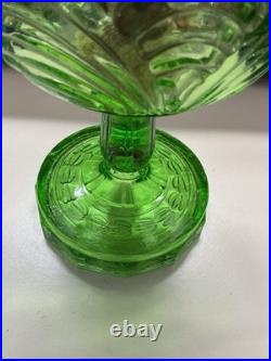 1939 Aladdin Green Uranium Glass Smooth Stem Washington Drape Oil Lamp B Burnr