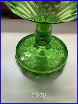 1939 Aladdin Green Uranium Glass Smooth Stem Washington Drape Oil Lamp B Burnr