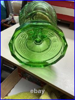 1939 Aladdin Green Uranium Glass Smooth Stem Washington Drape Oil Lamp B Burnr
