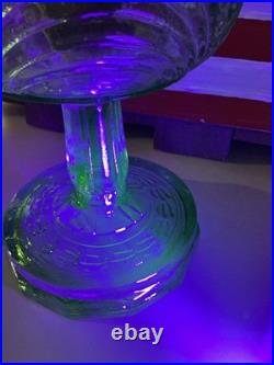 1939 Aladdin Green Uranium Glass Smooth Stem Washington Drape Oil Lamp B Burnr