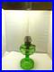 1939 Aladdin Green Uranium Glass Washington Drape Turkey Track Base Oil Lamp