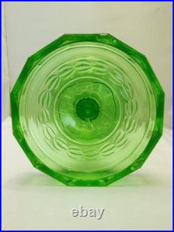 1939 Aladdin Green Uranium Glass Washington Drape Turkey Track Base Oil Lamp