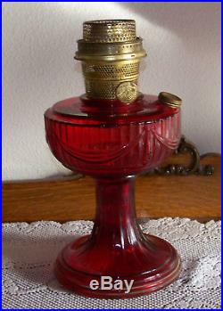 1939 Aladdin Ruby Crystal Short Lincoln Drape Kerosene Lamp