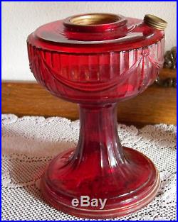 1939 Aladdin Ruby Crystal Short Lincoln Drape Kerosene Lamp