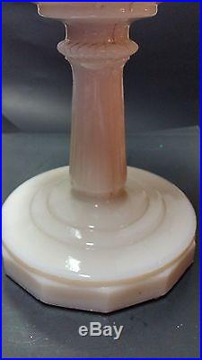 1940 Aladdin Alacite Lincoln Drape Tall Lamp Pale Pink Glass Base, Burner, Vintage