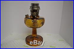 1940's ALADDIN AMBER WASHINGTON DRAPE B-55 Plain Stem Lamp NuType B Burner Chim