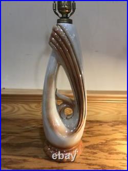 1940s ALADDIN POTTERY TABLE PARLOR LAMP RETRO IRIDESCENT FOLIATE MOTIF 28