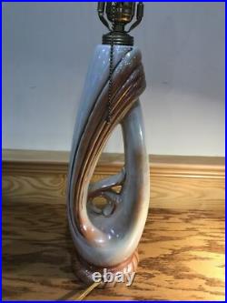 1940s ALADDIN POTTERY TABLE PARLOR LAMP RETRO IRIDESCENT FOLIATE MOTIF 28