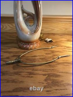 1940s ALADDIN POTTERY TABLE PARLOR LAMP RETRO IRIDESCENT FOLIATE MOTIF 28
