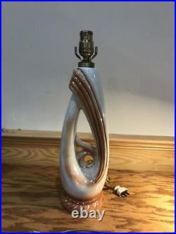 1940s ALADDIN POTTERY TABLE PARLOR LAMP RETRO IRIDESCENT FOLIATE MOTIF 28