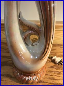 1940s ALADDIN POTTERY TABLE PARLOR LAMP RETRO IRIDESCENT FOLIATE MOTIF 28