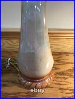 1940s ALADDIN POTTERY TABLE PARLOR LAMP RETRO IRIDESCENT FOLIATE MOTIF 28
