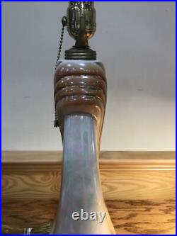 1940s ALADDIN POTTERY TABLE PARLOR LAMP RETRO IRIDESCENT FOLIATE MOTIF 28