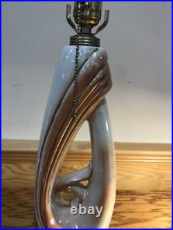 1940s ALADDIN POTTERY TABLE PARLOR LAMP RETRO IRIDESCENT FOLIATE MOTIF 28