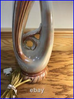 1940s ALADDIN POTTERY TABLE PARLOR LAMP RETRO IRIDESCENT FOLIATE MOTIF 28