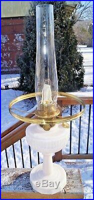 1940s Aladdin Alacite Lincoln Drape Kerosene Oil Table Lamp With Milk Glass Shade