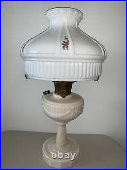 1940s Aladdin Alacite Lincoln Drape Lamp With flowered shade Model B Burner