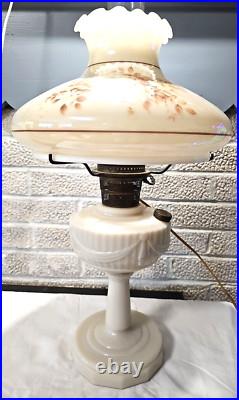 1940s Aladdin Tall Lincoln Drape Pink Alacite Glass Kerosene Oil Electrified