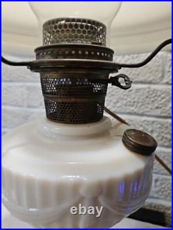 1940s Aladdin Tall Lincoln Drape Pink Alacite Glass Kerosene Oil Electrified