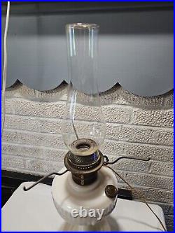 1940s Aladdin Tall Lincoln Drape Pink Alacite Glass Kerosene Oil Electrified