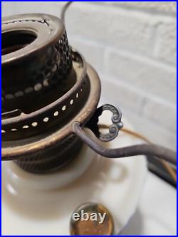 1940s Aladdin Tall Lincoln Drape Pink Alacite Glass Kerosene Oil Electrified