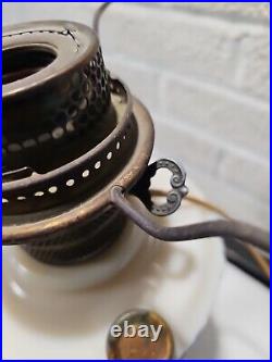 1940s Aladdin Tall Lincoln Drape Pink Alacite Glass Kerosene Oil Electrified