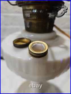 1940s Aladdin Tall Lincoln Drape Pink Alacite Glass Kerosene Oil Electrified