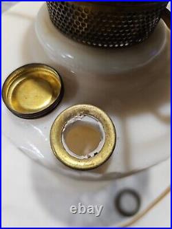 1940s Aladdin Tall Lincoln Drape Pink Alacite Glass Kerosene Oil Electrified