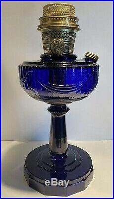 1941 Aladdin Mantle Oil Lamp SCALLOPED FOOT B-76 Cobalt Tall Lincoln Drape