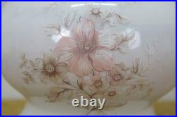 1970's Aladdin #23 Milk Glass Floral Kerosene Hurricane Oil Lamp Lantern 21