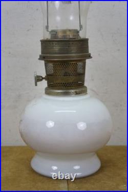 1970's Aladdin #23 Milk Glass Floral Kerosene Hurricane Oil Lamp Lantern 21