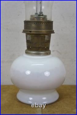 1970's Aladdin #23 Milk Glass Floral Kerosene Hurricane Oil Lamp Lantern 21