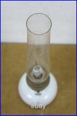 1970's Aladdin #23 Milk Glass Floral Kerosene Hurricane Oil Lamp Lantern 21