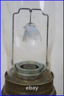 1970's Aladdin #23 Milk Glass Floral Kerosene Hurricane Oil Lamp Lantern 21